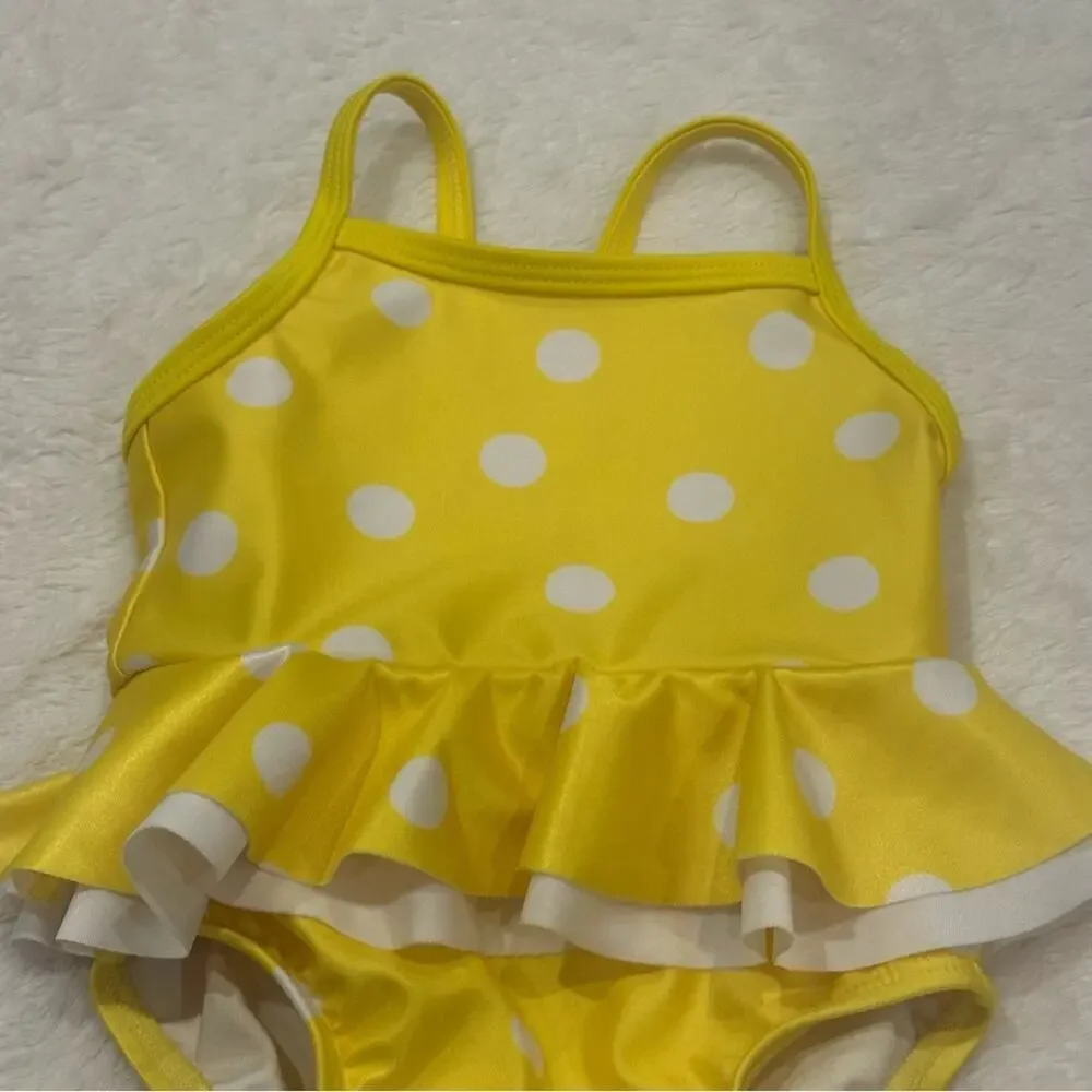 Gerber Yellow Polka Dot Bathing Suit sz 3-6 m Swimsuit